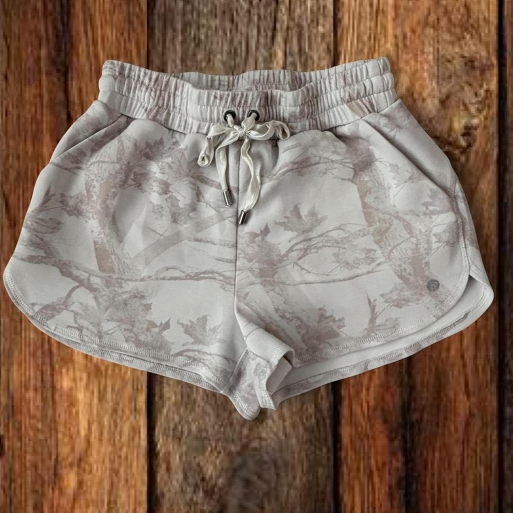AS Revival Womens Small White Neutral Camo Tree Print Running Shorts